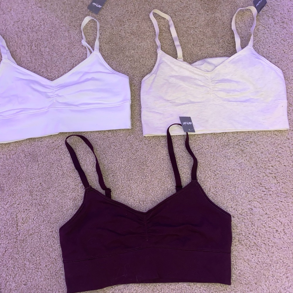 AERIE bras set of 3 (white,maroon,cream) XS